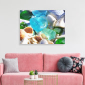 Blauw Groen Zee Glas Art Prints Canvas Strandkust (Insitu (Woonkamer))