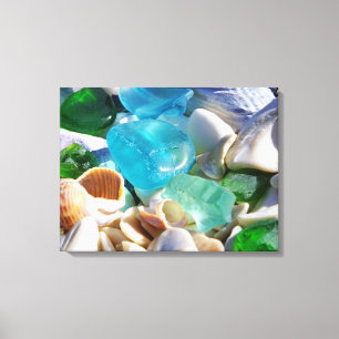 Blauw Groen Zee Glas Art Prints Canvas Strandkust