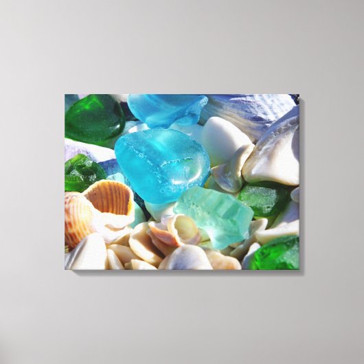 Blauw Groen Zee Glas Art Prints Canvas Strandkust (Voorkant)