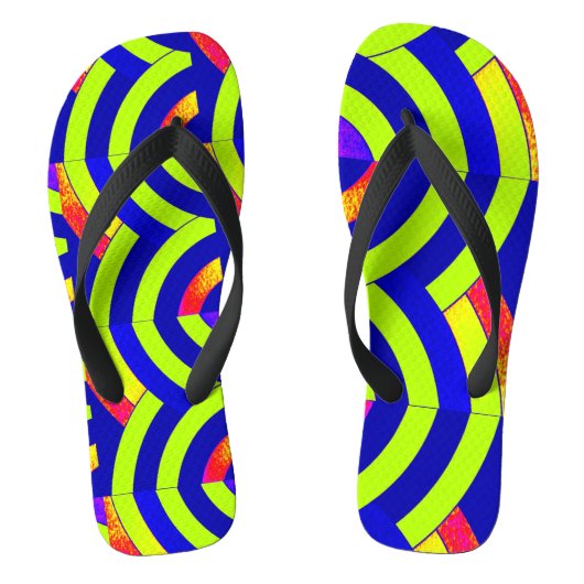 blauw groen zigzag chevron - patroon teenslippers (Voetbed)