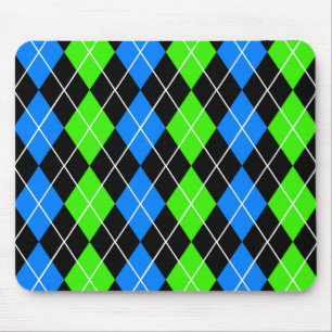 Blauw Groen Zwart Argyle Diamond Design Muismat