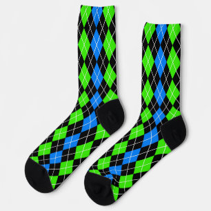 Blauw Groen Zwart Argyle Diamond Design Sokken