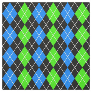 Blauw Groen Zwart Argyle Diamond Design Stof