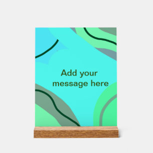 Blauw groen zwart pastel abstract voeg naam tekst  acryl bord