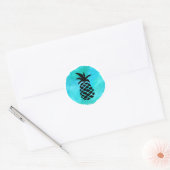 Blauw Groene Ananas Ronde Sticker (Envelop)