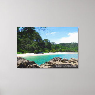 Blauw Groene Baai Landschap Reis Foto Indonesië Canvas Afdruk