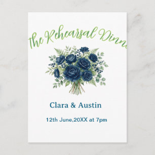 blauw groene bloem de repetitie diner bewerkbaar n briefkaart
