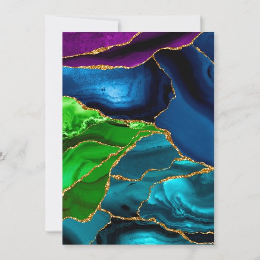 Blauw groene en Paarse glitter Agate Birthday Kaart (Achterkant)