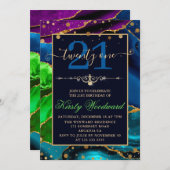 Blauw groene en Paarse glitter Agate Birthday Kaart (Voorkant / Achterkant)