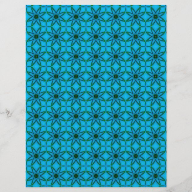 Blauw & Groene Lelies & Plakken Scrapbook Craft Pa (Voorkant)