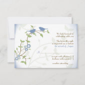 Blauw Groene Liefdesvogels Bruiloft RSVP Antwoordk (Voorkant)