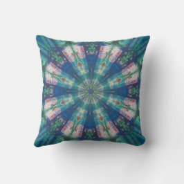Blauw/groene mandala kussen