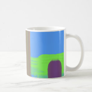 Blauw-groene Oranje kleurentekenpatroonkoffie of t Koffiemok