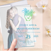 Blauw Groene Palm TrSimple Moderne Minimalistische Vellum Uitnodigingen