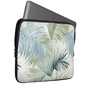 Blauw groene palmbladeren laptop sleeve