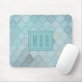 Blauw & Groene Schalen Monogram Mousepad Sjabloon Muismat (Met muis)