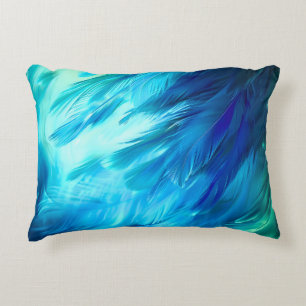 Blauw Groene Veer Abstract Accent Kussen