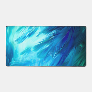 Blauw Groene Veer Abstract Bureaumat