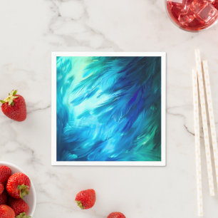 Blauw Groene Veer Abstract Servet