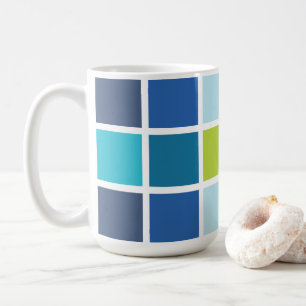 Blauw-groene vierkanten geruit koffiemok