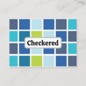 Blauw-groene vierkanten geruit visitekaartje (Voorkant)