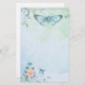 Blauw-groene vlinder  Briefpapier (Voorkant / Achterkant)