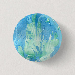 Blauw groene witte marmer ziet er modern Abstract  Ronde Button 3,2 Cm