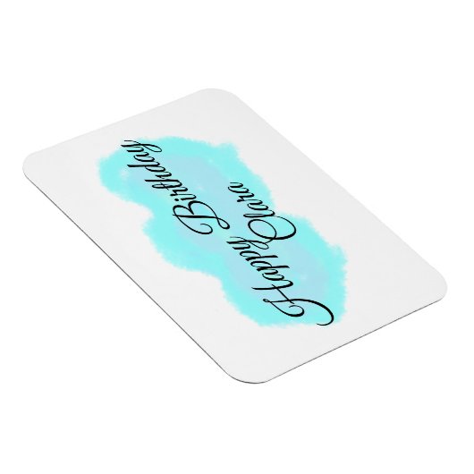 Blauw groene wolken pastel Happy Birthday Modern k Magneet (Rechterzijde)