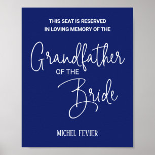 Blauw Grootvader van de bruid Memorial bruiloft Poster