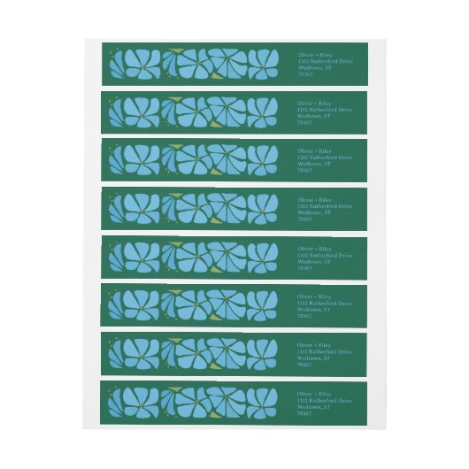 Blauw Groovy Flower Pattern (Vel)