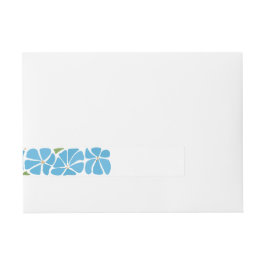 Blauw Groovy Flower Pattern Adreslabel Wikkel