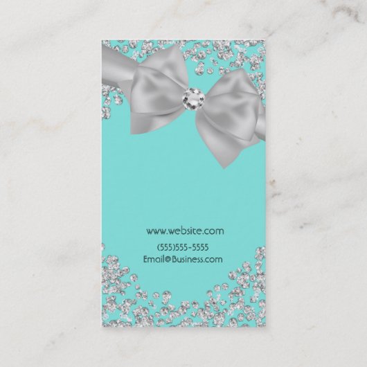 Blauw grote witte boog diamanten chique trouw visitekaartje (Achterkant)