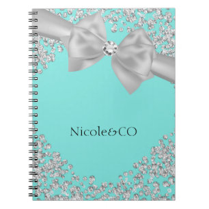 Blauw Grote Witte Boog Diamanten Glam Maatwerk Notitieboek