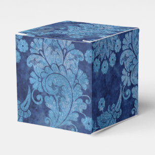 Blauw Grunge Damask Bedankdoosjes