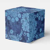 Blauw Grunge Damask Bedankdoosjes (Achterkant)