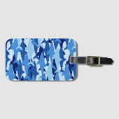 Blauw haaienpatroon bagagelabel (Voorkant (horizontaal))