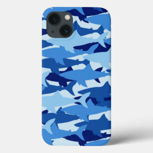 Blauw haaienpatroon iPhone 13 hoesje