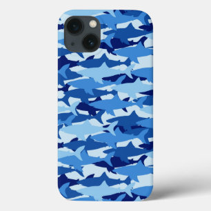 Blauw haaienpatroon iPhone 13 hoesje