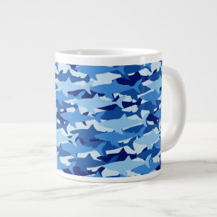 Blauw haaienpatroon grote koffiekop