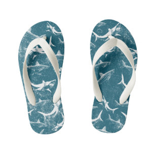 Blauw haaienpatroon met distressed look kinder teenslippers