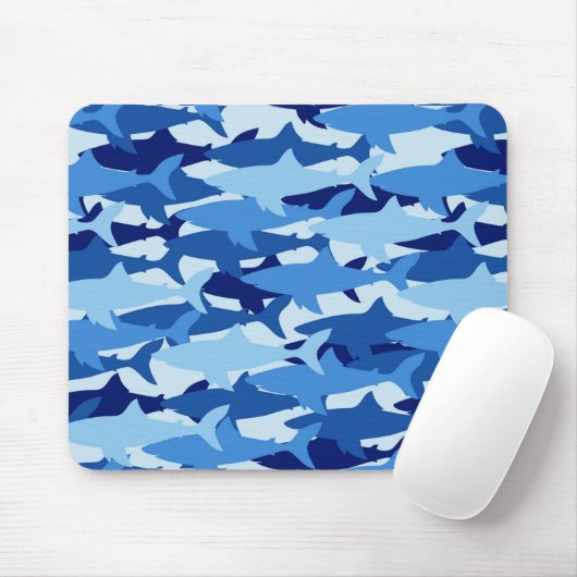 Blauw haaienpatroon muismat (Met muis)