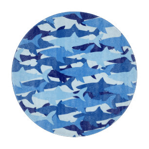 Blauw haaienpatroon snijplank