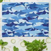 Blauw haaienpatroon theedoek (Gevouwen)