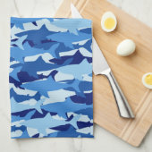 Blauw haaienpatroon theedoek (Quarter Fold)