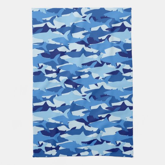 Blauw haaienpatroon theedoek (Verticaal)