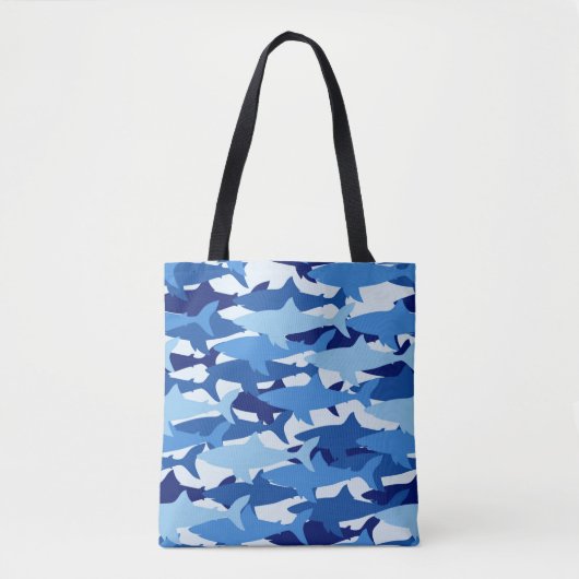 Blauw haaienpatroon tote bag (Voorkant)