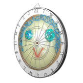 Blauw Haar Emoji Art Print/Grafisch Dartbord (Voorkant Rechts)