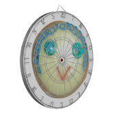 Blauw Haar Emoji Art Print/Grafisch Dartbord (Voorkant Links)