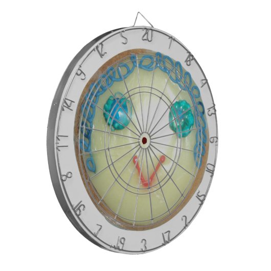 Blauw Haar Emoji Art Print/Grafisch Dartbord (Voorkant Links)