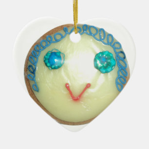 Blauw Haar Emoji Art Print/Grafisch Keramisch Ornament